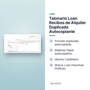 TALONARIO LOAN RECIBOS DE ALQUILER DUPLICADO AUTOCOPIANTE - características principales