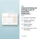TALONARIO NOTAS DE ENTREGA LOAN 4º APAISADO DUPLICADO AUTOCOPIANTE - características principales