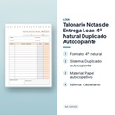 TALONARIO NOTAS DE ENTREGA LOAN 4º NATURAL DUPLICADO AUTOCOPIANTE - características principales