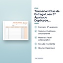 TALONARIO NOTAS DE ENTREGA LOAN 8º APAISADO DUPLICADO AUTOCOPIANTE - características principales
