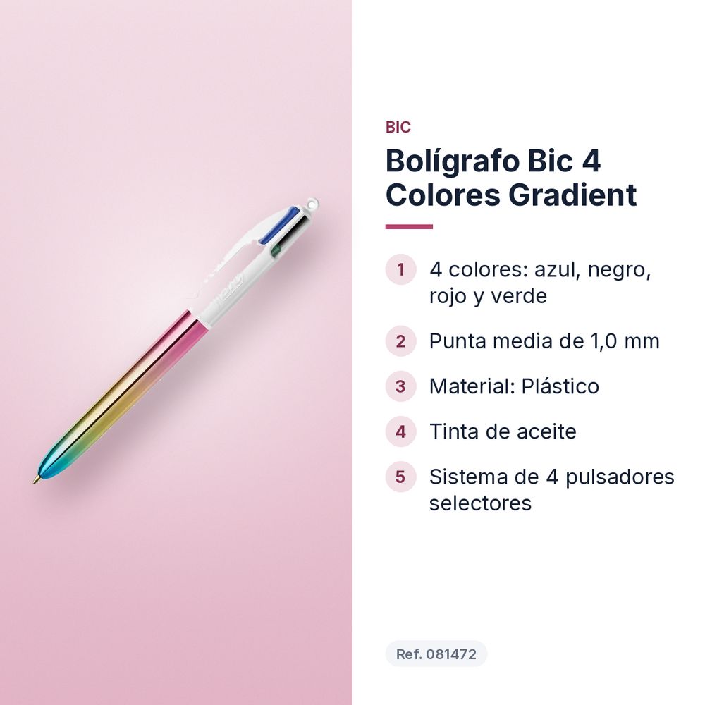 BOLÍGRAFO BIC 4 COLORES GRADIENT - características principales
