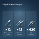 BOLÍGRAFO BIC 4 COLORES ORIGINAL - formato de venta: paquete de 12, caja de 420