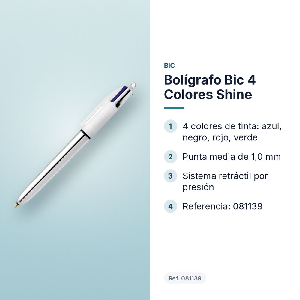 BOLÍGRAFO BIC 4 COLORES SHINE  - características principales