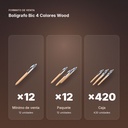 BOLÍGRAFO BIC 4 COLORES WOOD - formato de venta: paquete de 12, caja de 420