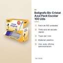BOLÍGRAFO BIC CRISTAL AZUL PACK ESCOLAR 100 UDS - características principales