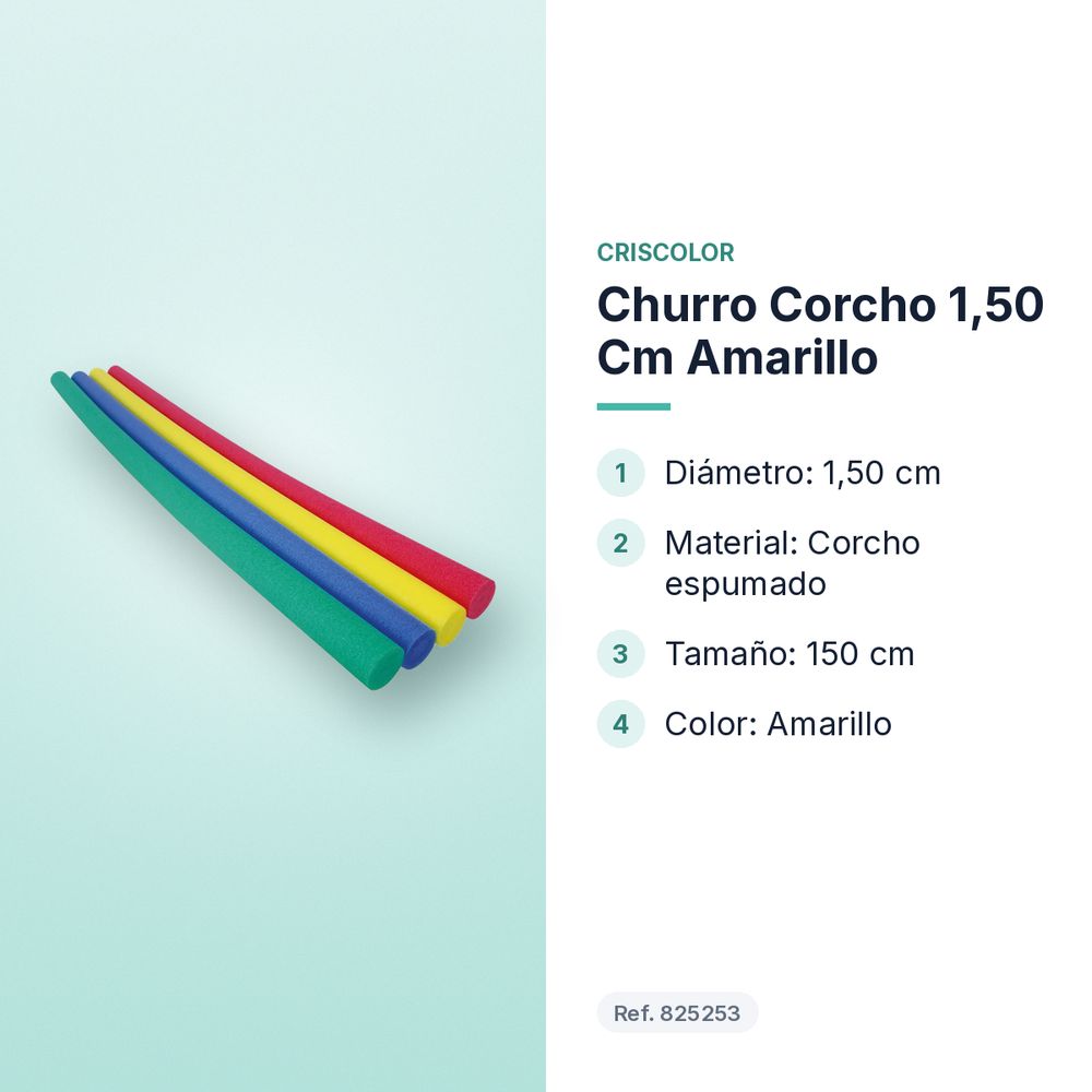 CHURRO CORCHO 1,50 CM AMARILLO - características principales