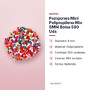 POMPONES MINI POLIPROPILENO MIX 5MM BOLSA 500 UDS - características principales