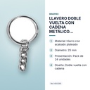 LLAVERO DOBLE VUELTA CON CADENA METÁLICO PLATEADO Ø25MM INNSPIRO 24ud - características principales