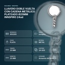 LLAVERO DOBLE VUELTA CON CADENA METÁLICO PLATEADO Ø25MM INNSPIRO 24ud - resumen de atributos