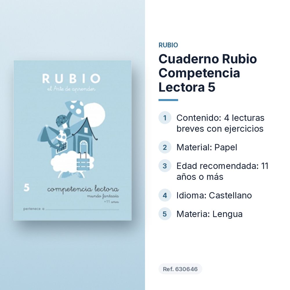 CUADERNO RUBIO COMPETENCIA LECTORA 5  - características principales