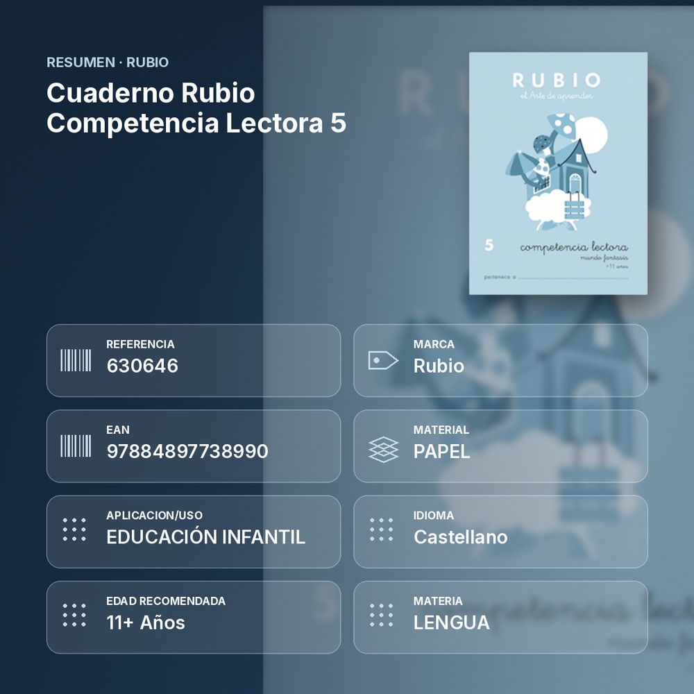 CUADERNO RUBIO COMPETENCIA LECTORA 5  - resumen de atributos