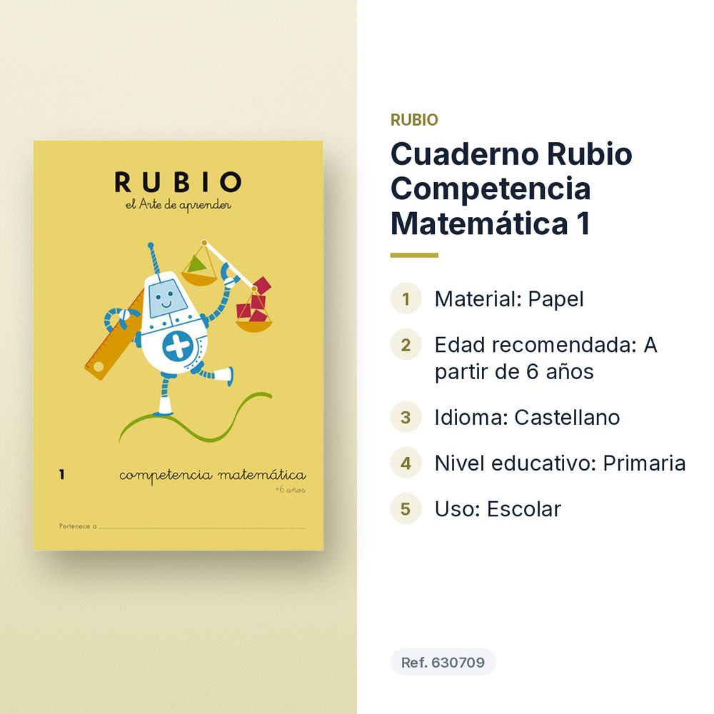 CUADERNO RUBIO COMPETENCIA MATEMÁTICA 1  - características principales