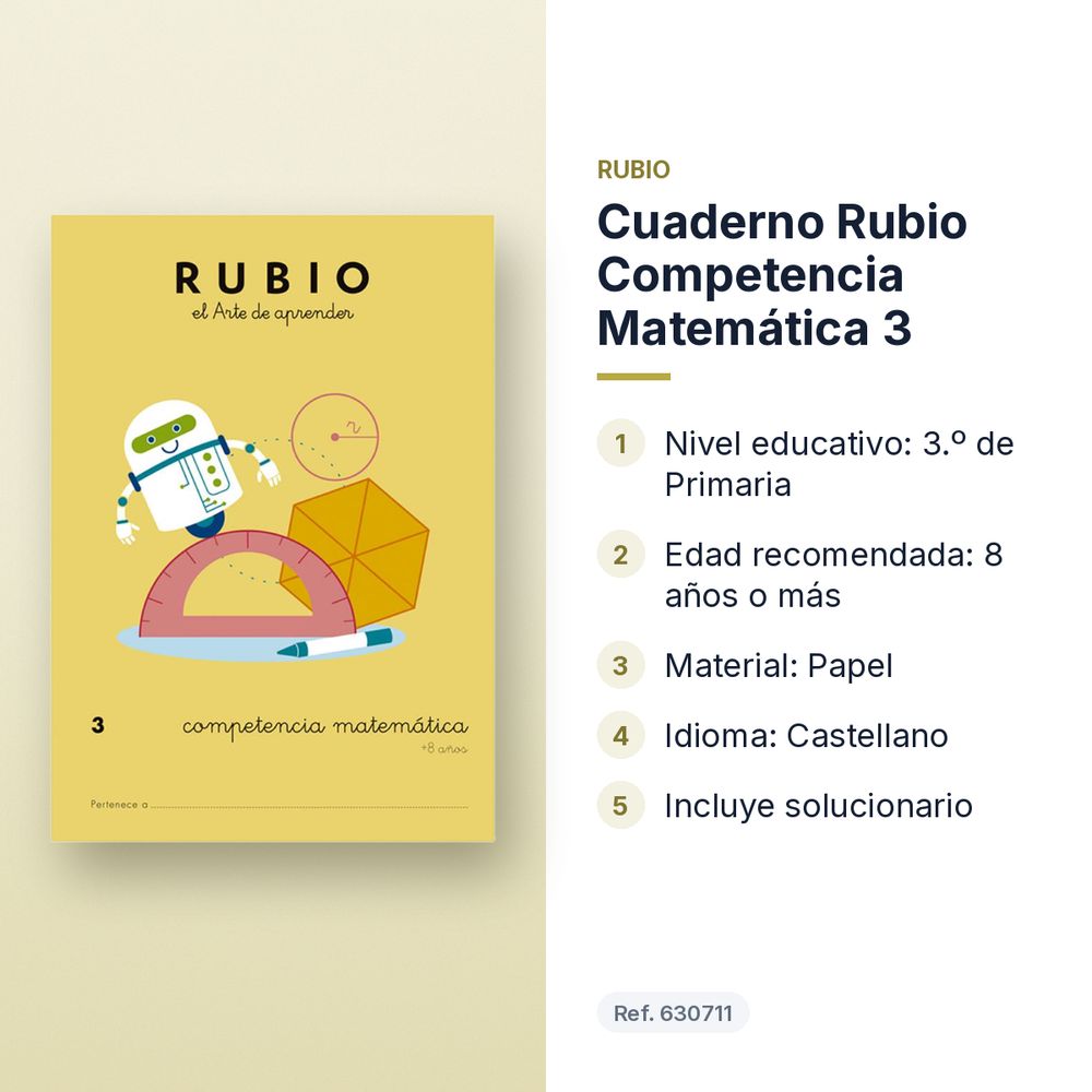 CUADERNO RUBIO COMPETENCIA MATEMÁTICA 3  - características principales
