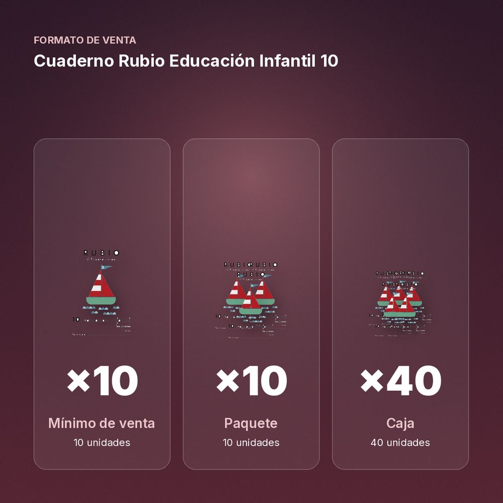 CUADERNO RUBIO EDUCACIÓN INFANTIL 10 - formato de venta: paquete de 10, caja de 40