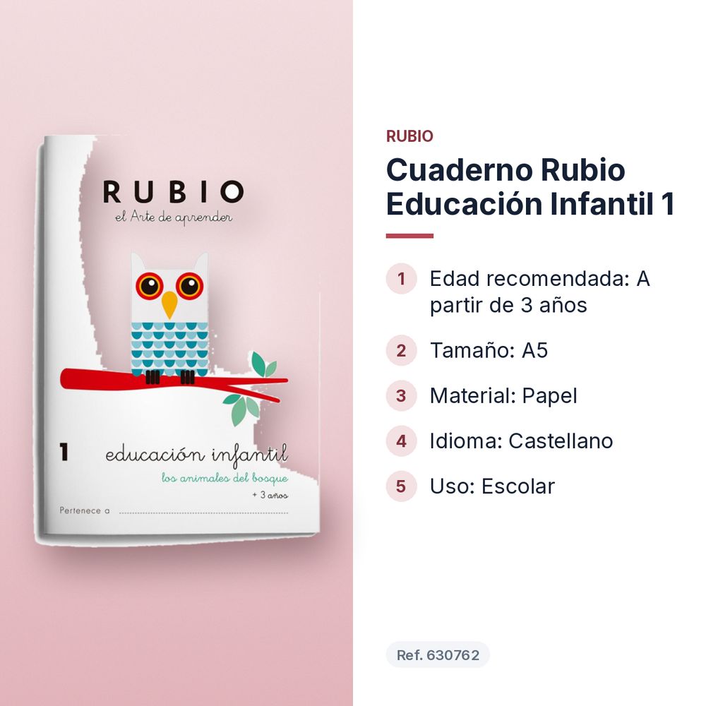 CUADERNO RUBIO EDUCACIÓN INFANTIL 1  - características principales