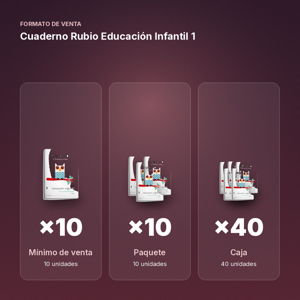 CUADERNO RUBIO EDUCACIÓN INFANTIL 1  - formato de venta: paquete de 10, caja de 40