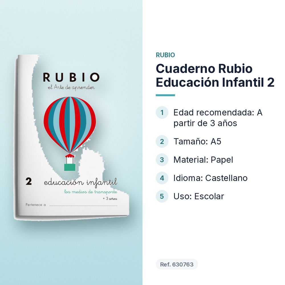 CUADERNO RUBIO EDUCACIÓN INFANTIL 2  - características principales