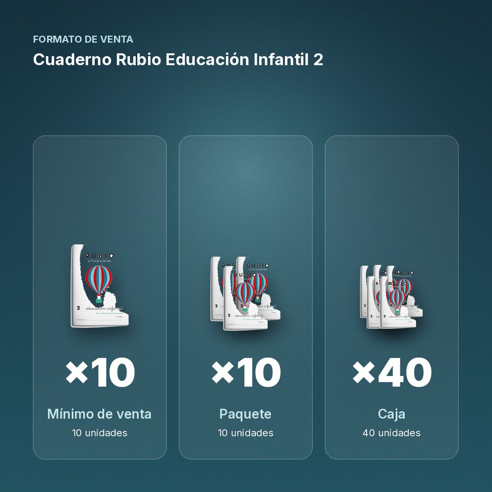 CUADERNO RUBIO EDUCACIÓN INFANTIL 2  - formato de venta: paquete de 10, caja de 40