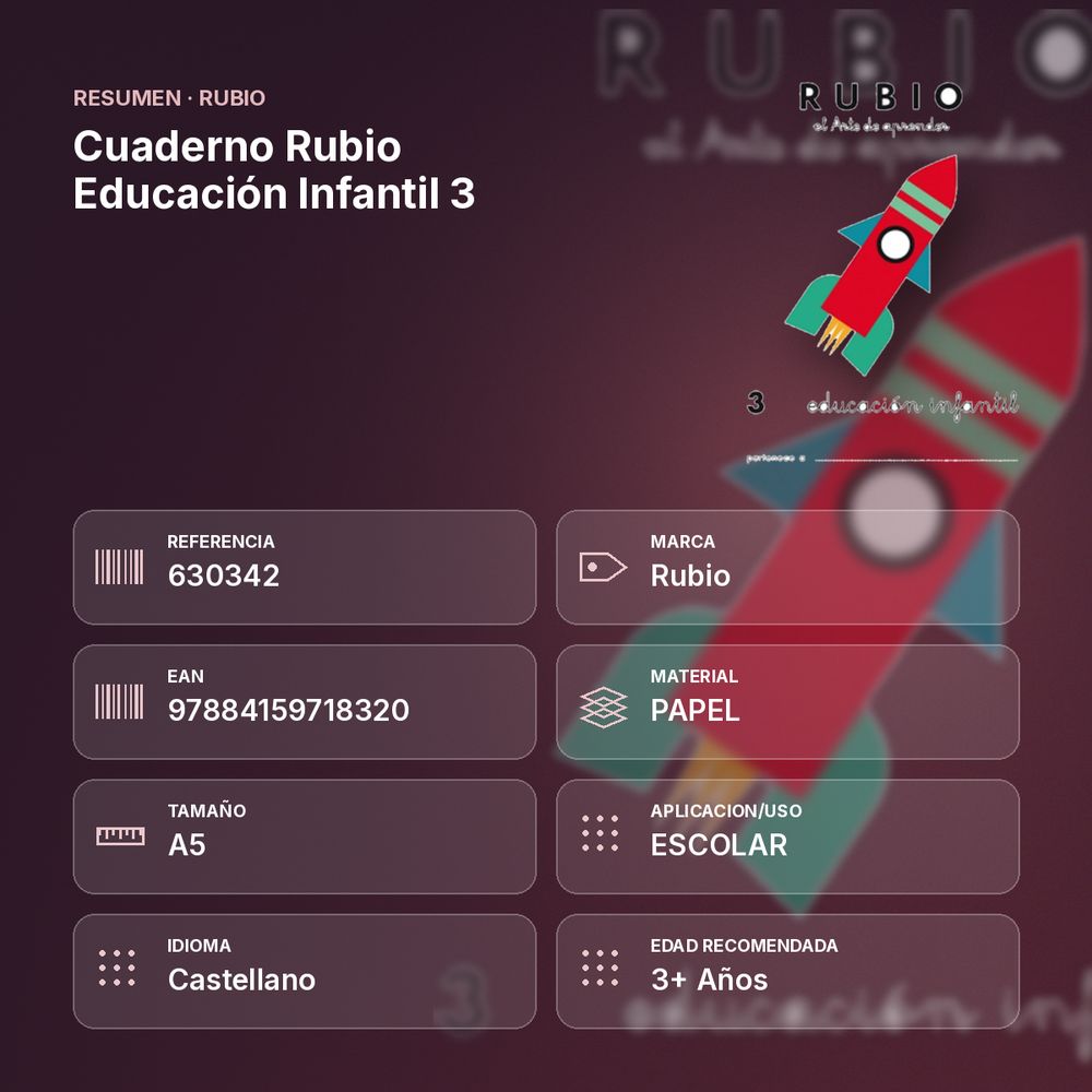 CUADERNO RUBIO EDUCACIÓN INFANTIL 3 - resumen de atributos