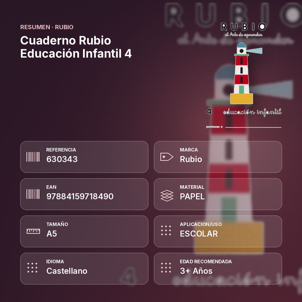 CUADERNO RUBIO EDUCACIÓN INFANTIL 4 - resumen de atributos