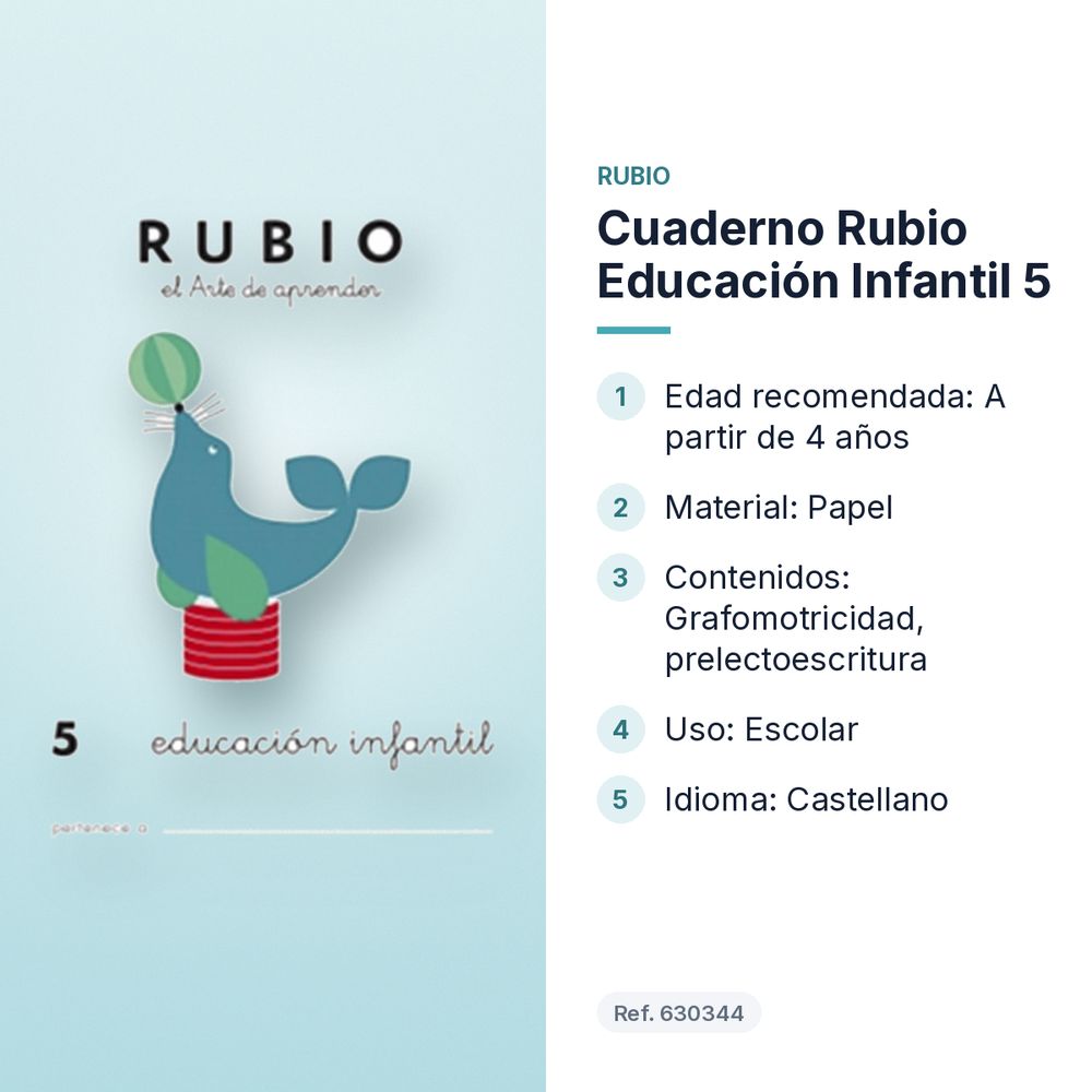 CUADERNO RUBIO EDUCACIÓN INFANTIL 5  - características principales
