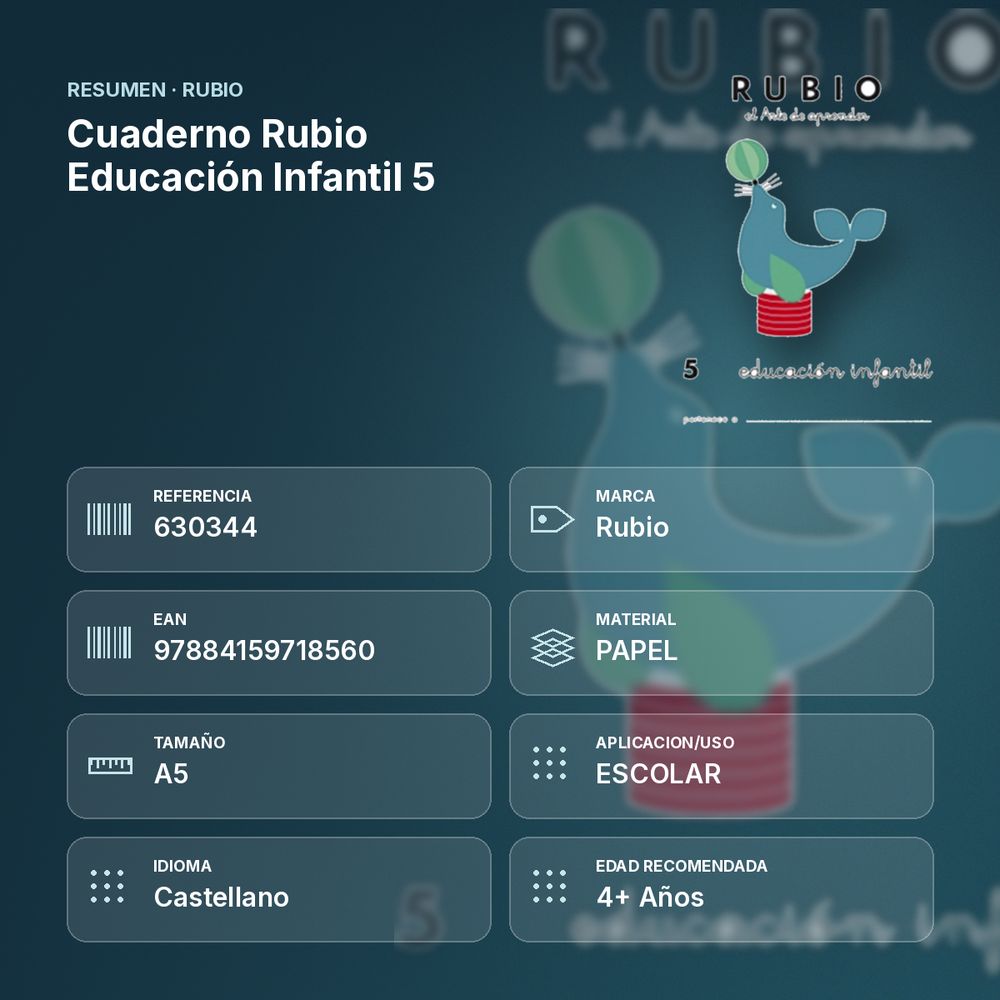 CUADERNO RUBIO EDUCACIÓN INFANTIL 5  - resumen de atributos