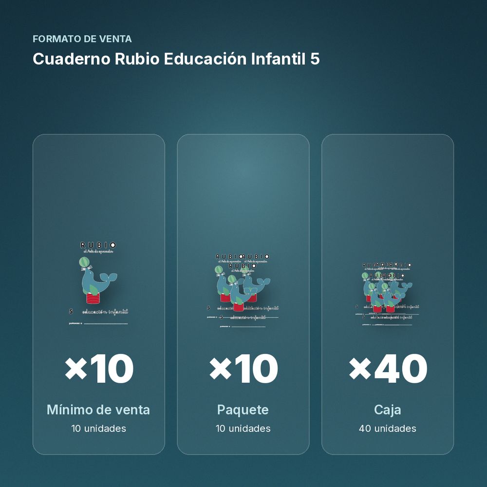 CUADERNO RUBIO EDUCACIÓN INFANTIL 5  - formato de venta: paquete de 10, caja de 40
