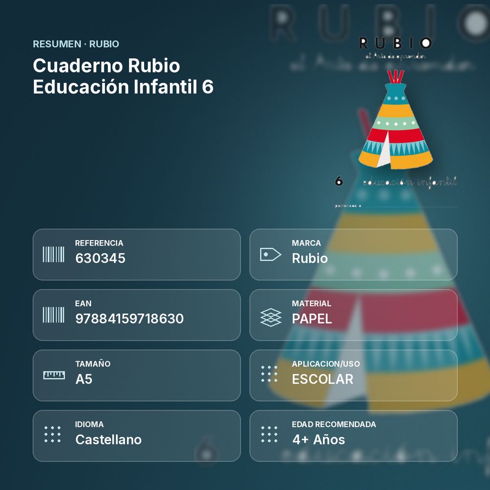 CUADERNO RUBIO EDUCACIÓN INFANTIL 6  - resumen de atributos