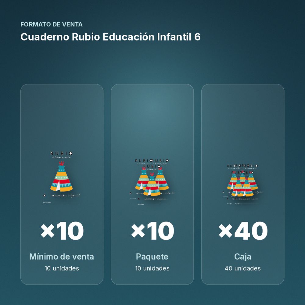 CUADERNO RUBIO EDUCACIÓN INFANTIL 6  - formato de venta: paquete de 10, caja de 40