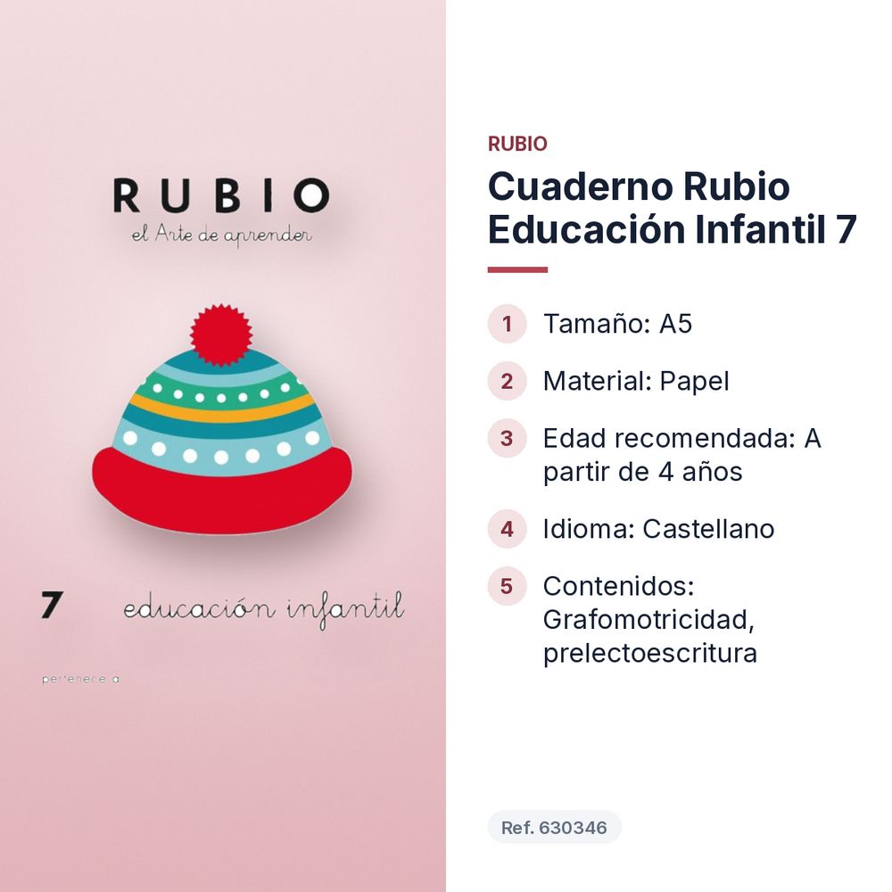 CUADERNO RUBIO EDUCACIÓN INFANTIL 7   - características principales