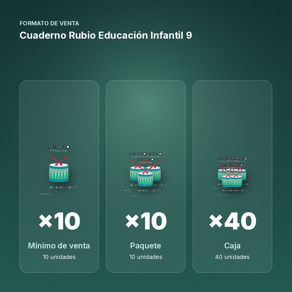CUADERNO RUBIO EDUCACIÓN INFANTIL 9 - formato de venta: paquete de 10, caja de 40