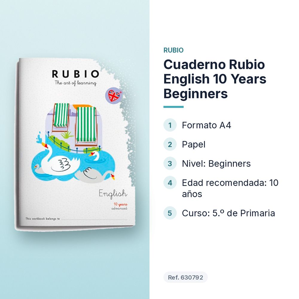 CUADERNO RUBIO ENGLISH 10 YEARS BEGINNERS  - características principales