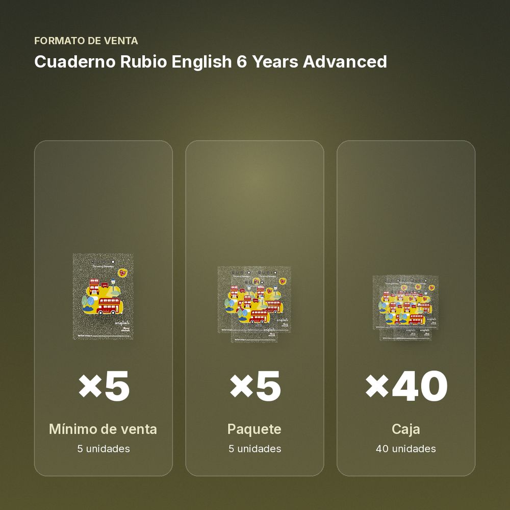 CUADERNO RUBIO ENGLISH 6 YEARS ADVANCED  - formato de venta: paquete de 5, caja de 40