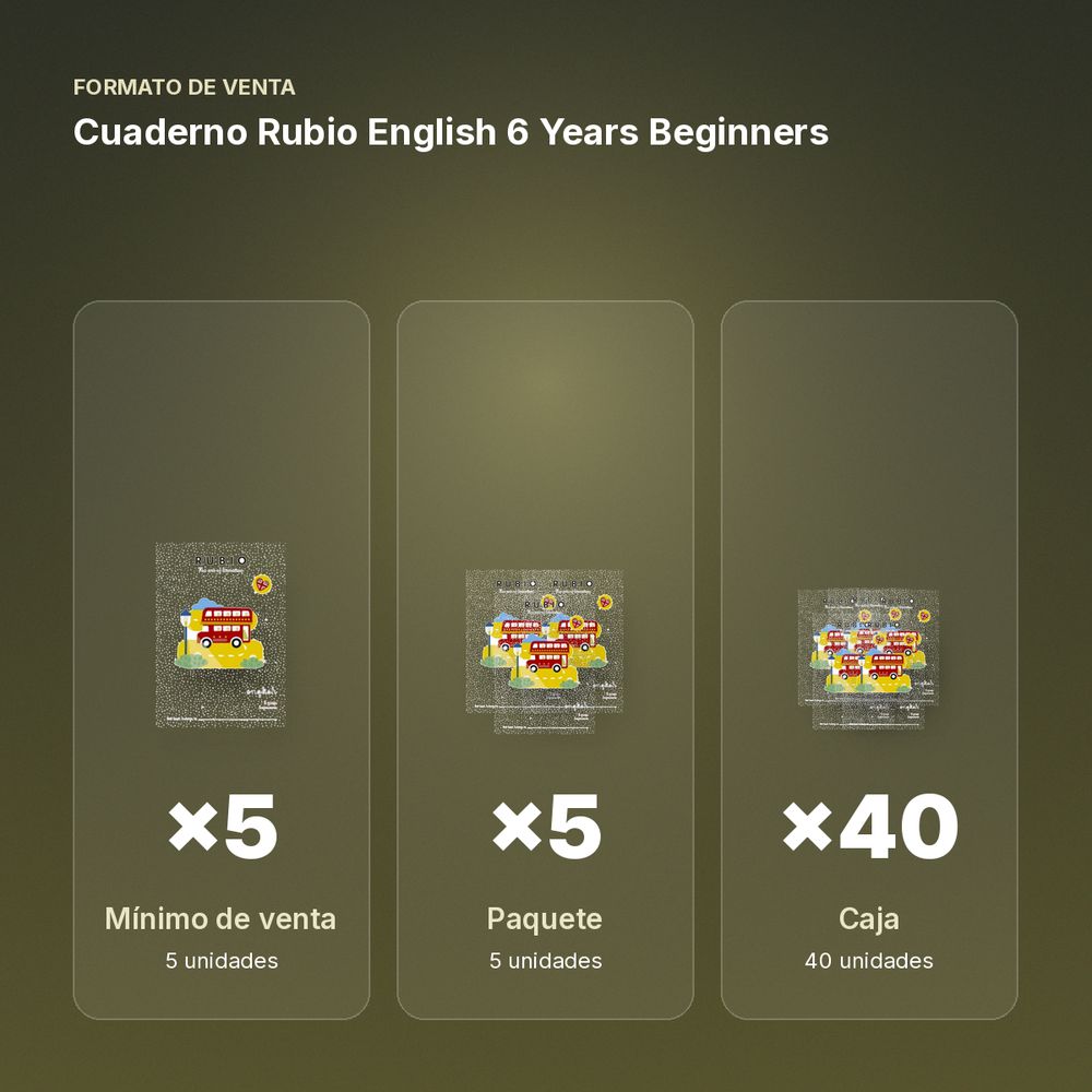 CUADERNO RUBIO ENGLISH 6 YEARS BEGINNERS  - formato de venta: paquete de 5, caja de 40