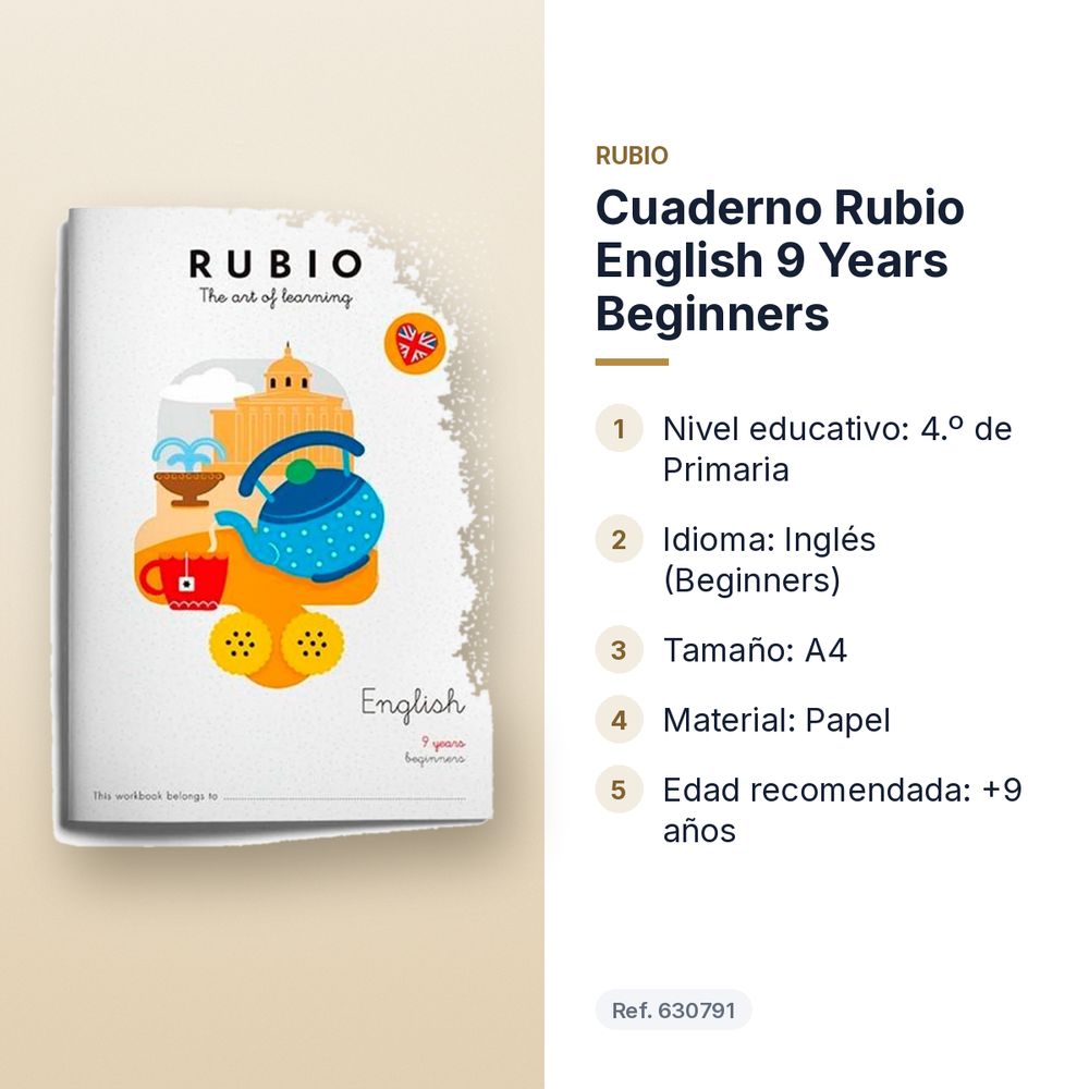 CUADERNO RUBIO ENGLISH 9 YEARS BEGINNERS - características principales