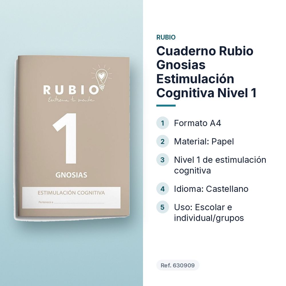CUADERNO RUBIO GNOSIAS ESTIMULACIÓN COGNITIVA NIVEL 1 - características principales