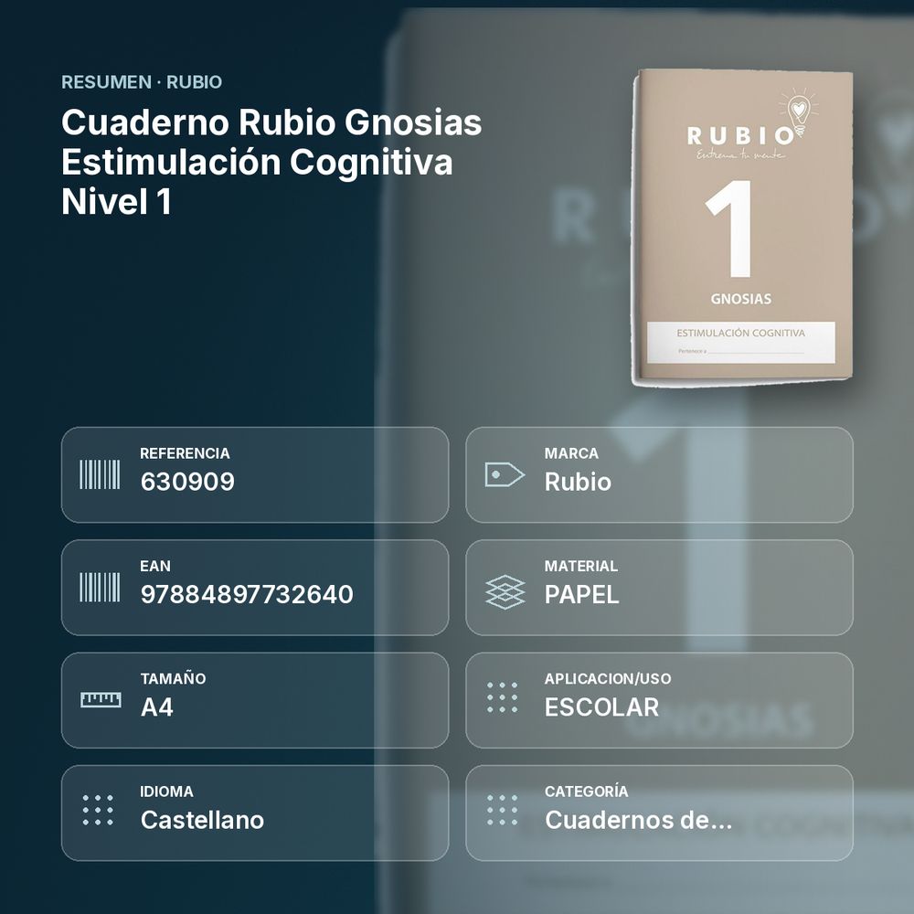 CUADERNO RUBIO GNOSIAS ESTIMULACIÓN COGNITIVA NIVEL 1 - resumen de atributos