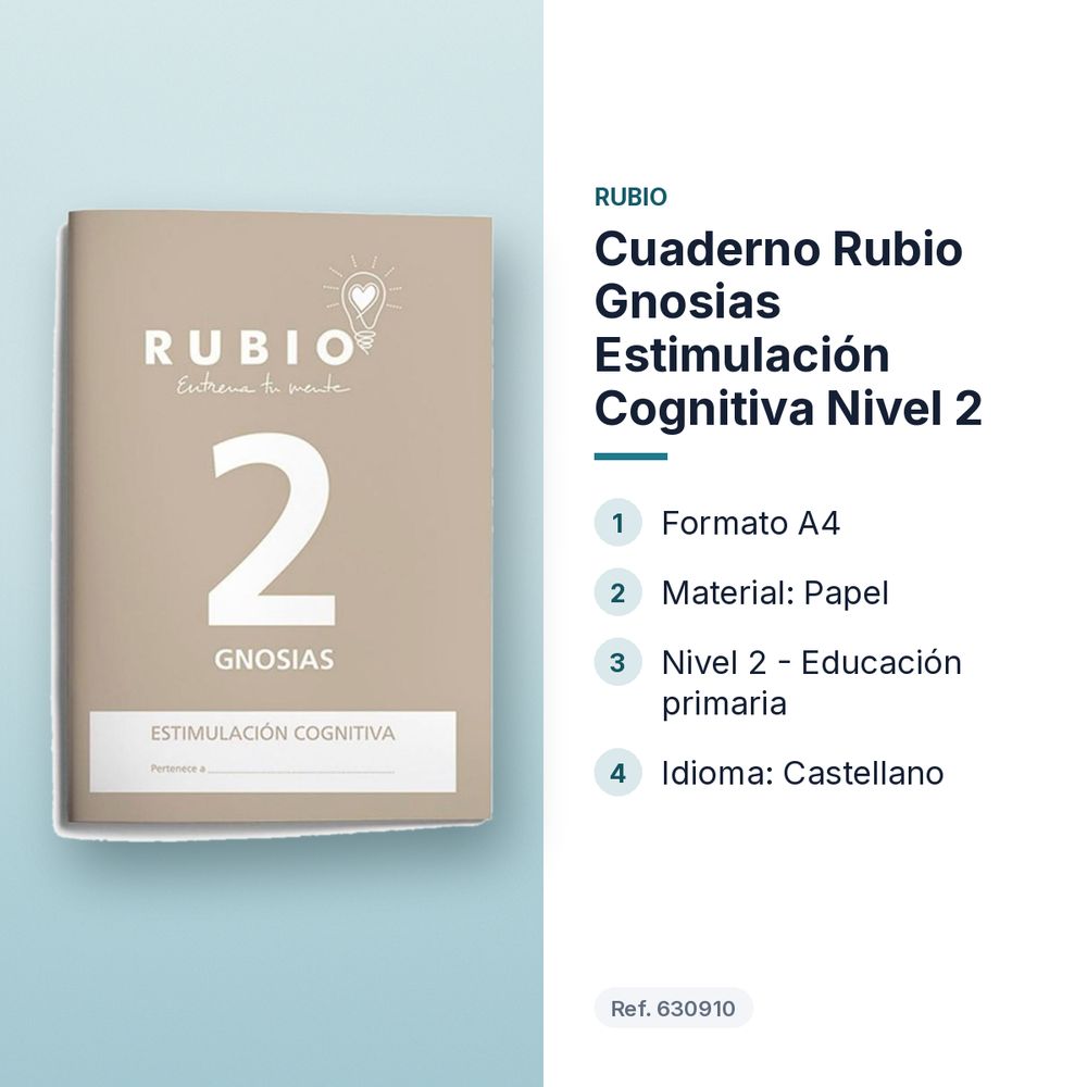 CUADERNO RUBIO GNOSIAS ESTIMULACIÓN COGNITIVA NIVEL 2  - características principales