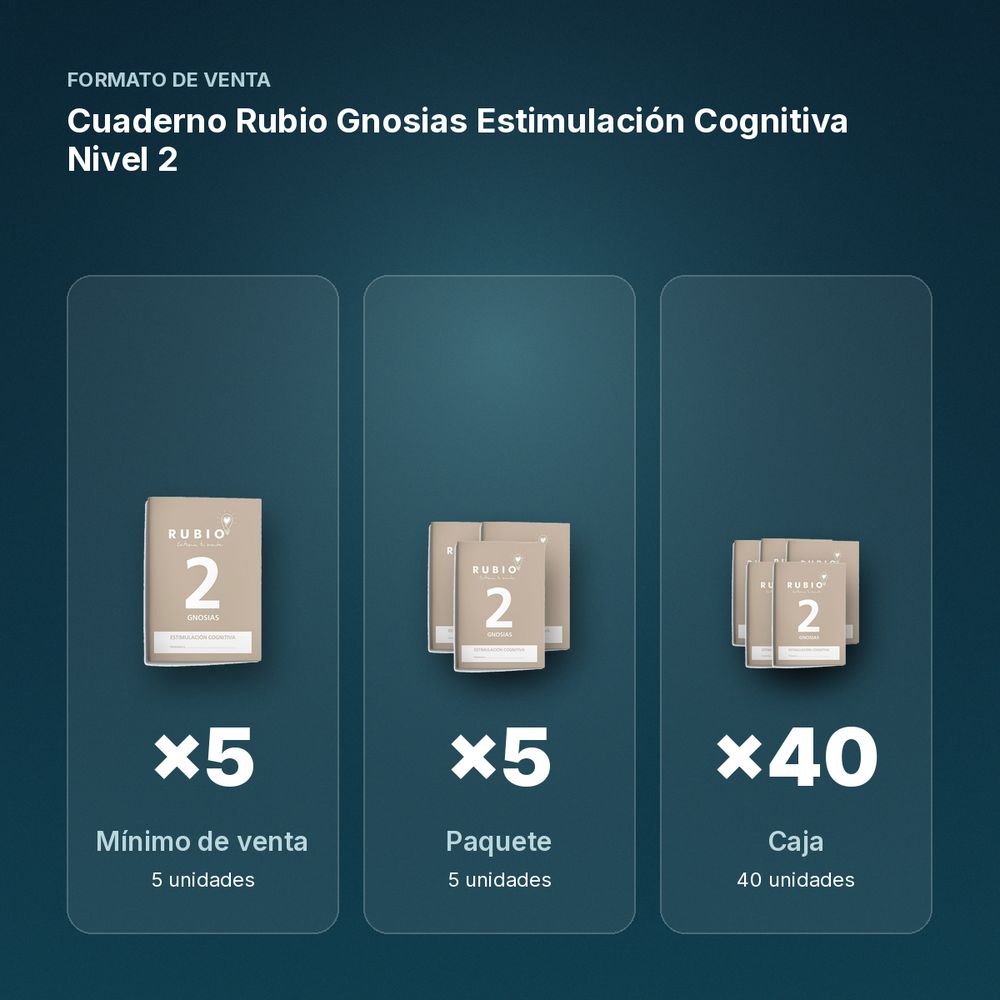 CUADERNO RUBIO GNOSIAS ESTIMULACIÓN COGNITIVA NIVEL 2  - formato de venta: paquete de 5, caja de 40