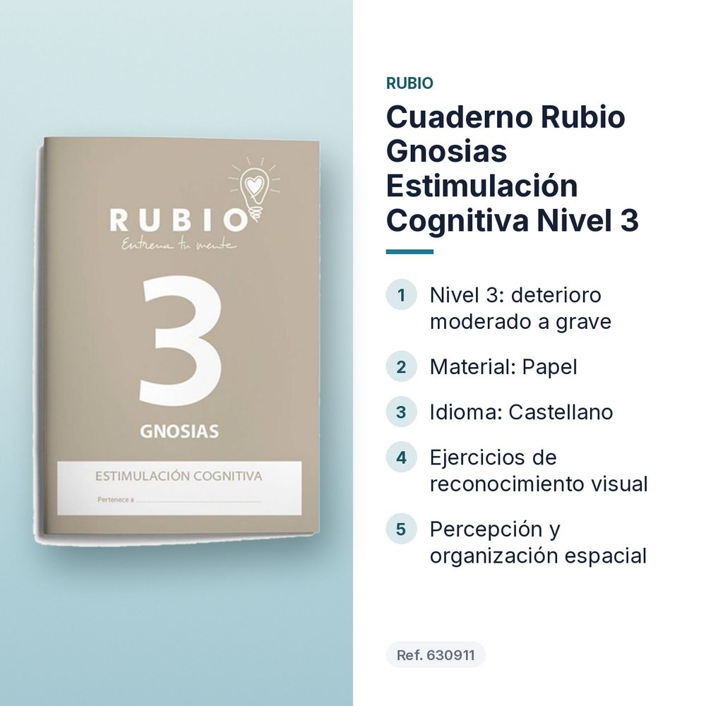 CUADERNO RUBIO GNOSIAS ESTIMULACIÓN COGNITIVA NIVEL 3  - características principales