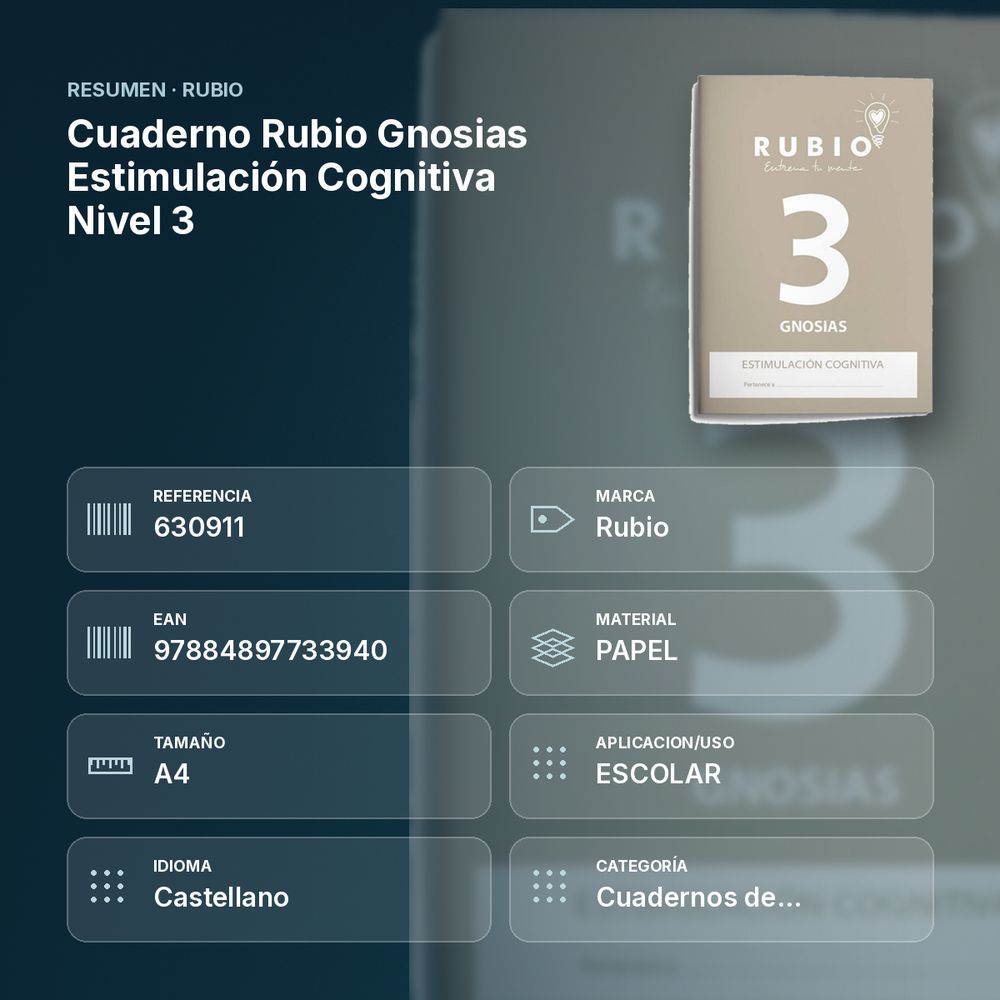 CUADERNO RUBIO GNOSIAS ESTIMULACIÓN COGNITIVA NIVEL 3  - resumen de atributos