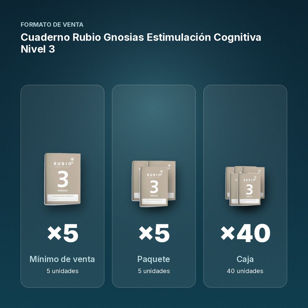 CUADERNO RUBIO GNOSIAS ESTIMULACIÓN COGNITIVA NIVEL 3  - formato de venta: paquete de 5, caja de 40