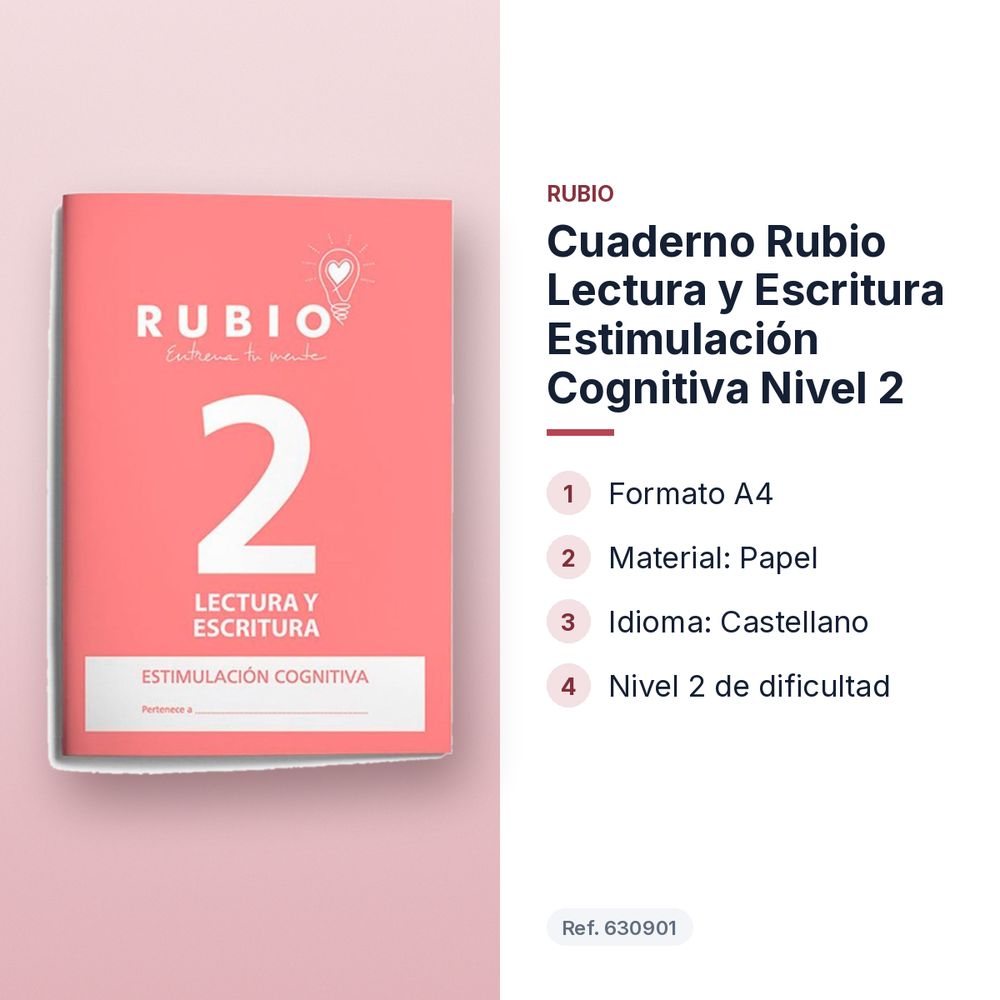CUADERNO RUBIO LECTURA Y ESCRITURA ESTIMULACIÓN COGNITIVA NIVEL 2  - características principales