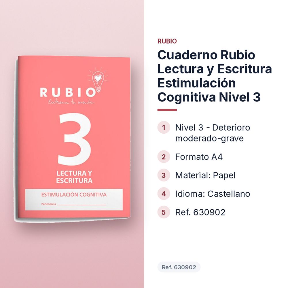 CUADERNO RUBIO LECTURA Y ESCRITURA ESTIMULACIÓN COGNITIVA NIVEL 3  - características principales