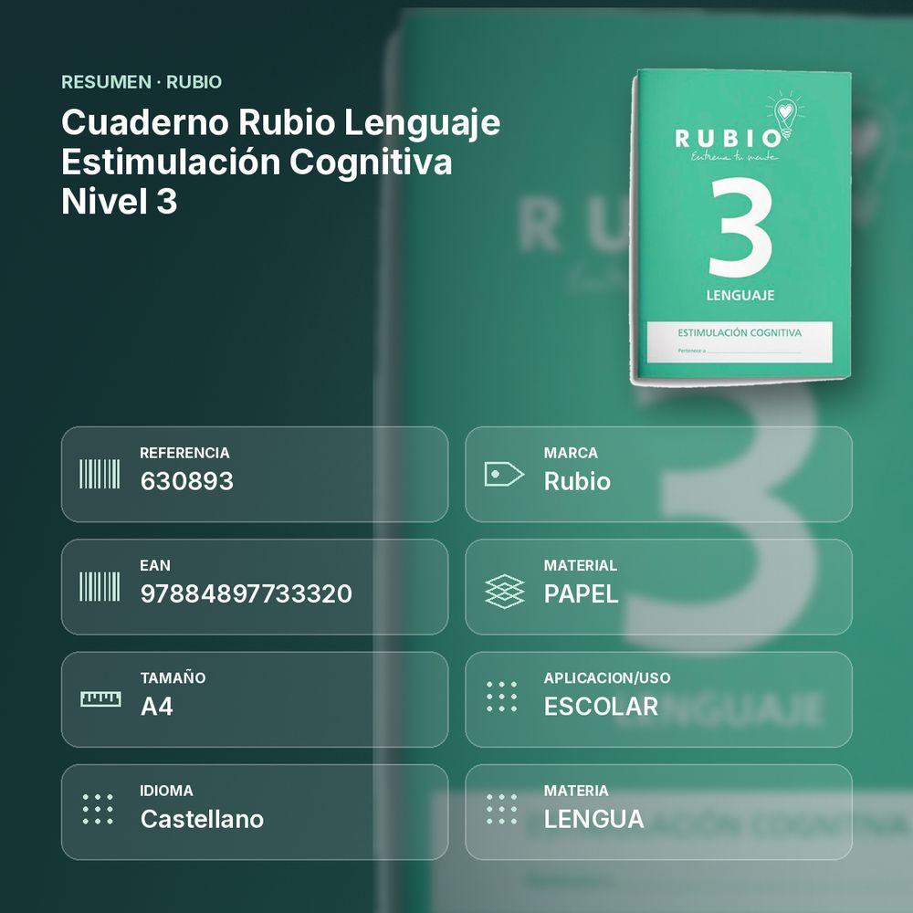 CUADERNO RUBIO LENGUAJE ESTIMULACIÓN COGNITIVA NIVEL 3 - resumen de atributos