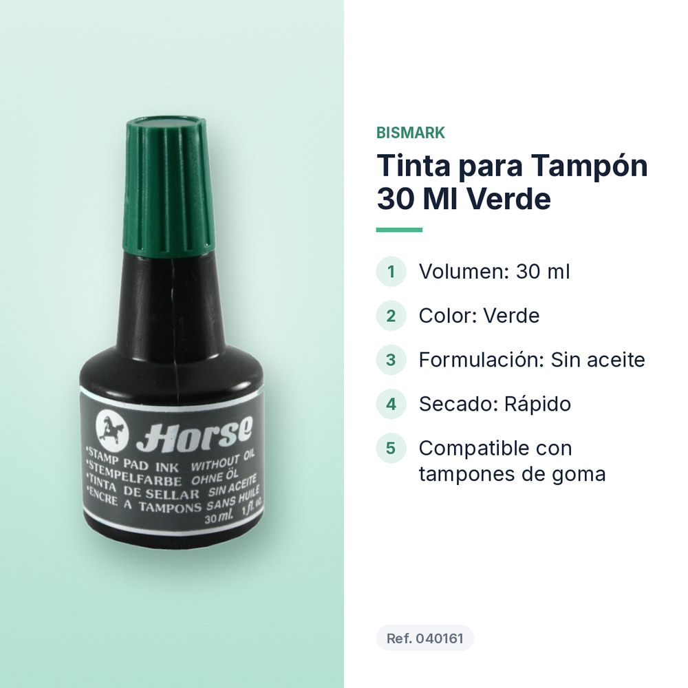 TINTA PARA TAMPÓN 30 ML VERDE - características principales