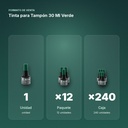 TINTA PARA TAMPÓN 30 ML VERDE - formato de venta: paquete de 12, caja de 240