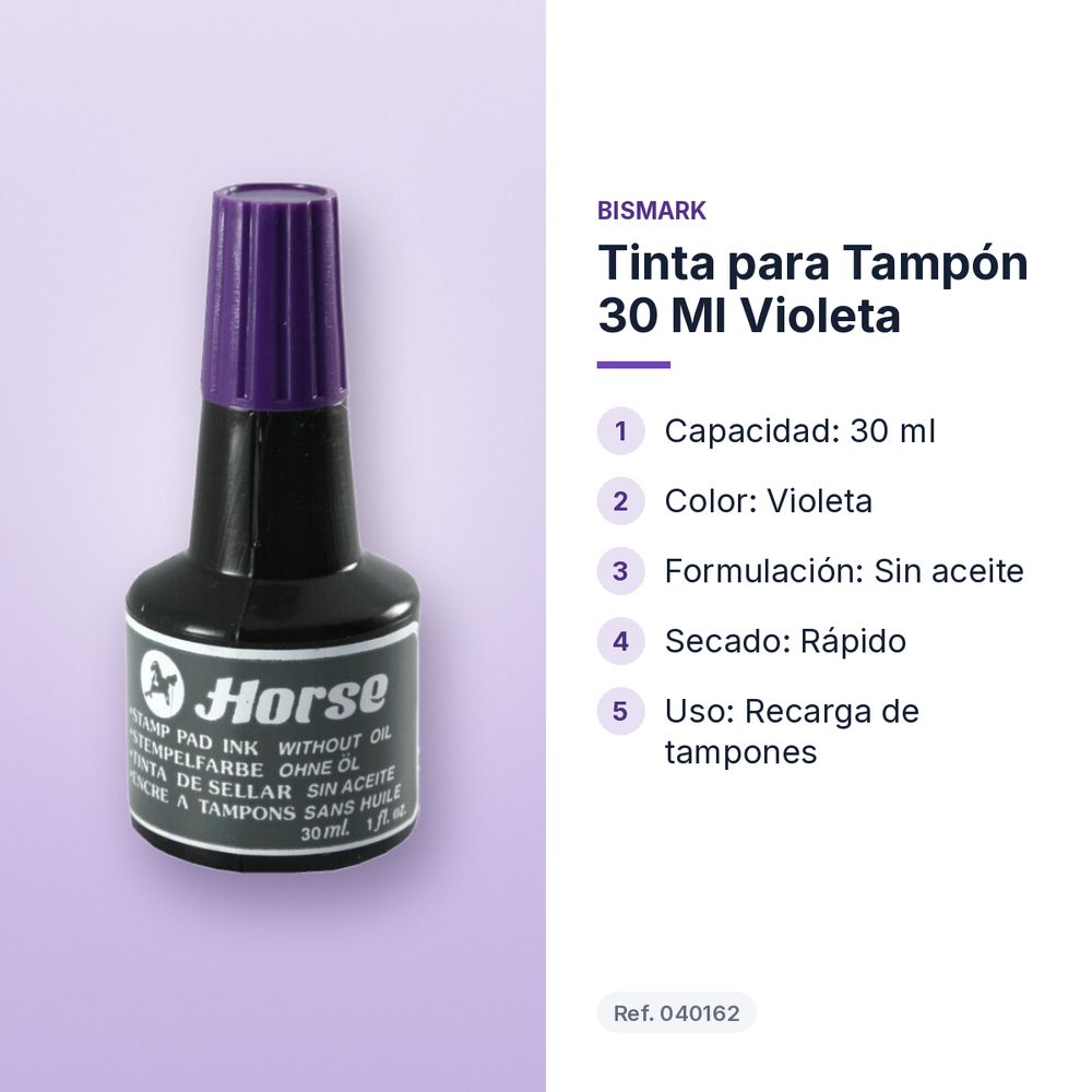 TINTA PARA TAMPÓN 30 ML VIOLETA - características principales