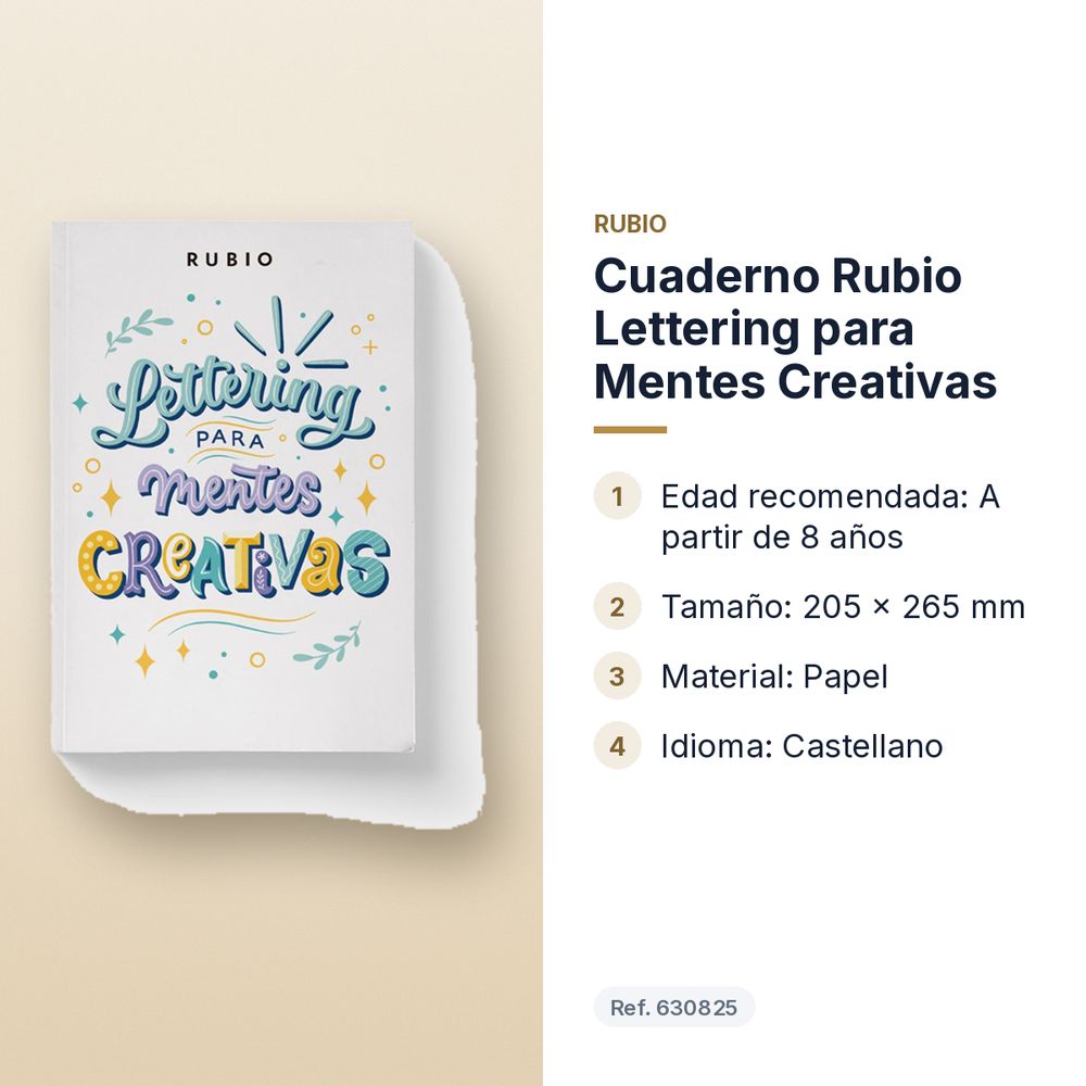 CUADERNO RUBIO LETTERING PARA MENTES CREATIVAS - características principales