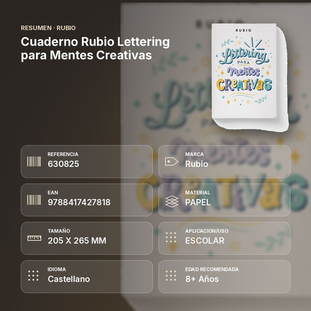 CUADERNO RUBIO LETTERING PARA MENTES CREATIVAS - resumen de atributos
